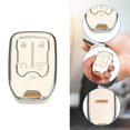 thumbnail image 3 of Funda protectora de TPU para llave inteligente de 360 grados, compatible con GMC Sierra, con 5 botones, tono blanco y plateado, 3 of 7