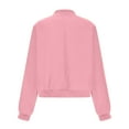 thumbnail image 7 of ClodeEU Women's Cropped Lightweight Bomber Jacket With Pockets,Fashion Casual Button Casual Coat Pink,Womens Plus L, 7 of 7
