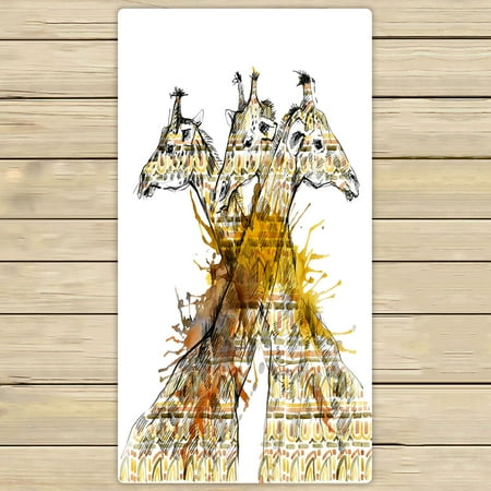 Shower Pencils - YKCG Funny Animals Giraffe Pencil Sketch Hand Towel Beach Towels Bath Shower Towel Bath Wrap For Home Outdoor Travel Use 30x56 inches