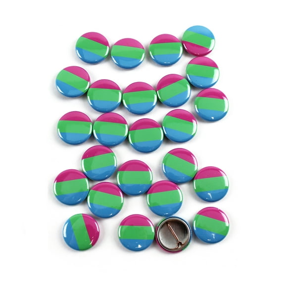 LGBTQ Polysexual Pride Flag Pinback Buttons - 1 Inch Round - 25 Pack