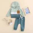 thumbnail image 2 of Gupgi Baby Boy Fall Clothes 3 6 9 12 18 Months 2T 3T Color Block Hoodie Sweatshirts Pants 2Pcs Set, 2 of 9