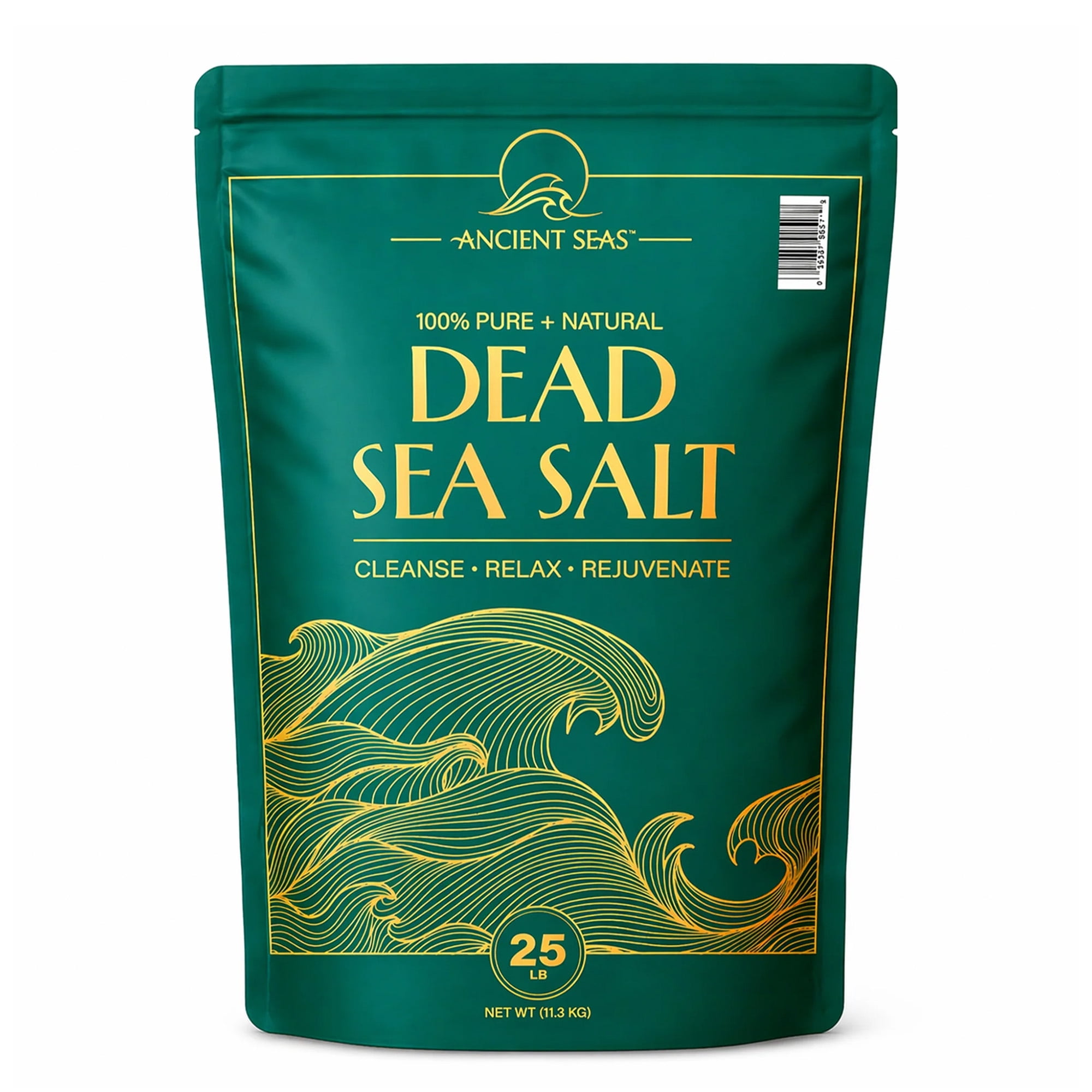 Ancient Seas Dead Sea Salt, Fast-Dissolving for Body Bath Soaks & Spa Use, 25 Lb Bag