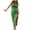 Green, variant on Women's Summer Curvy Ribbed Drawstring Slit Pleated High Waist Sleeveless Round Neck High Slit Dresses,Side High Slit Bodycon Ruched Midi Tank Dress