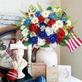 thumbnail image 6 of Yhmxh Red White and Blue Flowers Artificial Mixed Patriotic Flower Silk Bouquet for Memorial 4th of July Independence Day Centerpiece Table Home Decor Cemetery Grave Decorations, 6 of 7