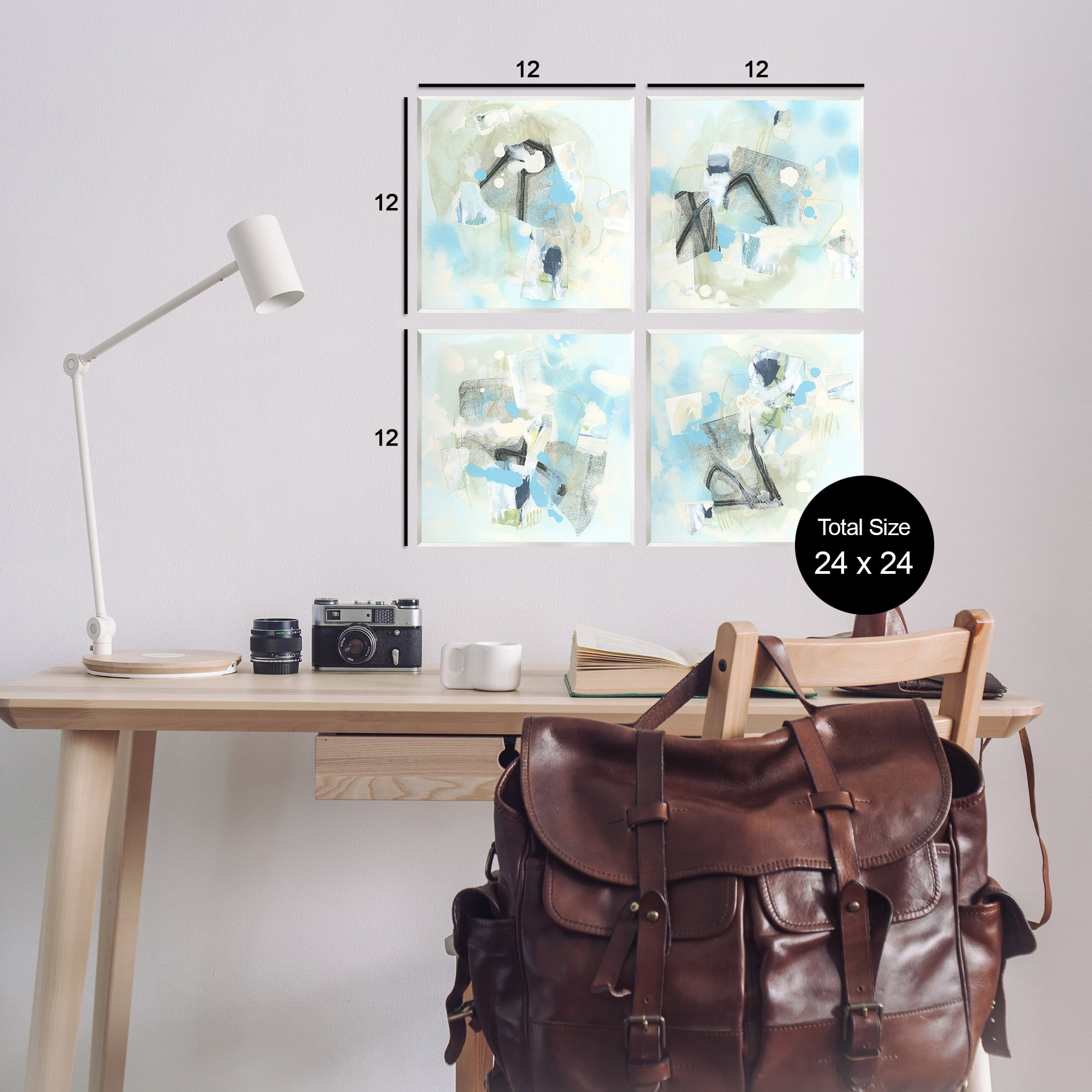 Stupell Industries Abstract with Blue Splatter Abstract Painting Unframed Art Print Wall Art, 12 x 12, Set of 4