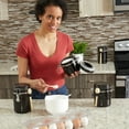 thumbnail image 3 of Home Basics 4 Piece Ceramic Canisters with Easy Open Air-Tight Clamp Top Lid and Wooden Spoons, Black, 3 of 5