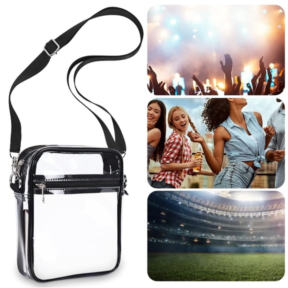 Forestwhale 8.9" Clear Crossbody Bag Stadium Approved Transparent Purse with Adjustable Shoulder Strap & Front Pocket Waterproof Sports Bag for Concerts Festivals & Sports Events