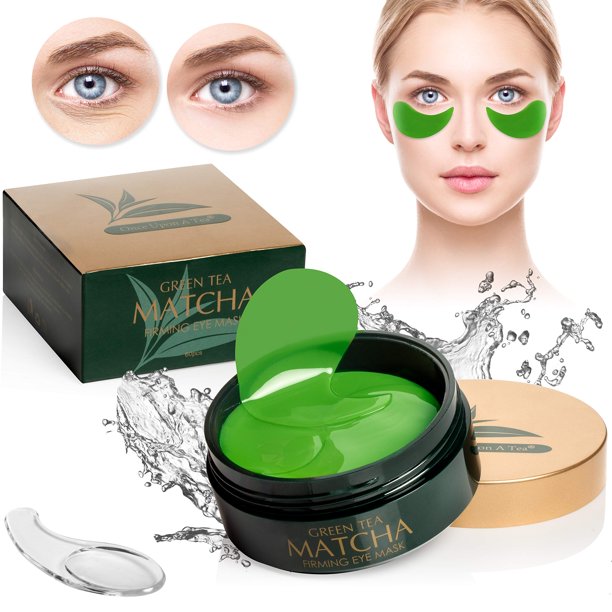 Mascarilla reafirmante para ojos con té verde Matcha, 30 pares de parches de colágeno para líneas finas, arrugas debajo de las bolsas de los ojos y tratamiento de ojos hinchados, almohadillas de gel f