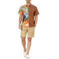 thumbnail image 2 of Lars Amadeus Men's Floral Stripes Patchwork Button Down Summer Printed Shirts, 2 of 6