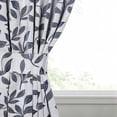 thumbnail image 3 of Superior Blackout Leaves Curtains Set of 2, Light Filtering Grommet Curtain Panel Set, White-Navy, 46"W x 63"L, 3 of 11