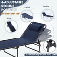 thumbnail image 2 of MRUAKA Outdoor Folding Chaise Lounge Chair, Heavy-Duty Portable Sun Lounger with 4 Adjustable Positions & Removable Pillow, Oversize Patio Beach Chair for Backyard, Poolside, Camping,Navy, 2 of 9