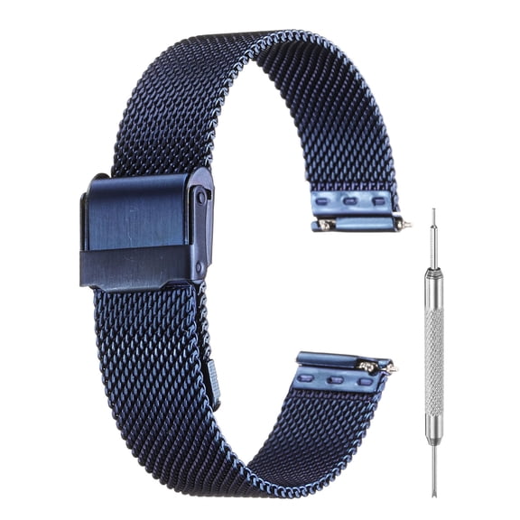 Mesh Watch Bands for Men Women, Stainless Steel Quick Release Mesh Watch Strap with Tools(16mm, Dark Blue)