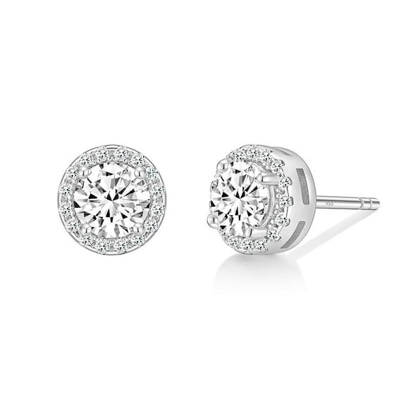 Monkton 925 Sterling Silver Stud Earrings for Women, 0.5CT Round Cut Cubic Zirconia CZ Halo Stud Earrings, Best Gift Ideas for Women, Ladies