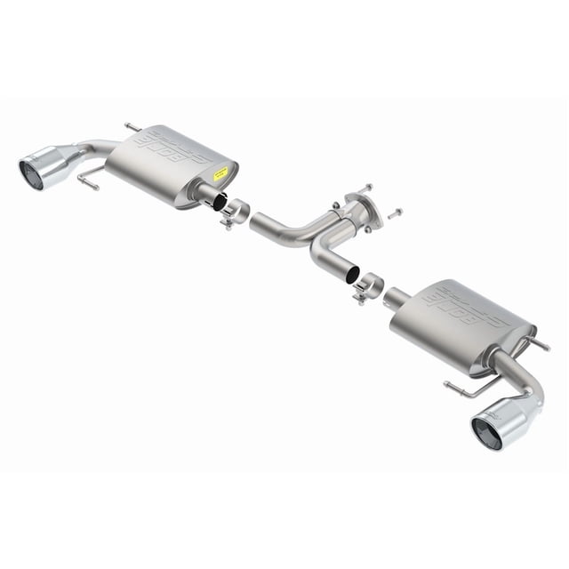 Fits 2014-2018 Mazda 3 Borla Exhaust System Kit 11918 S-Type Axle Back System; T-304 Stainless Steel; With Mufflers; 2 Inch Pipe Diameter; Single Exhaust With Dual Exit; Split Rear Exit