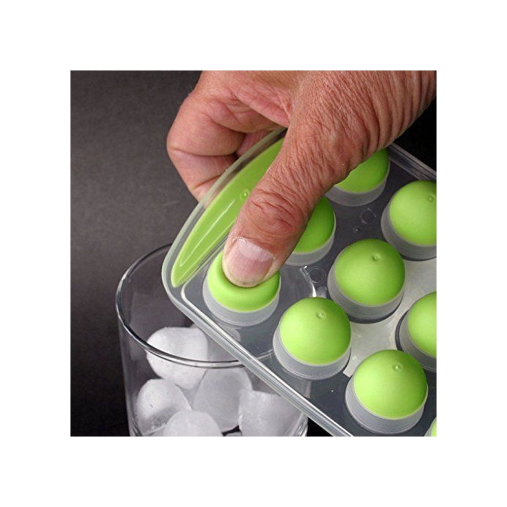 4 Push Out Ice Cube Trays Easy Pop Out Round Cubes Flexible Silicone Bottom  Tray 