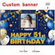 thumbnail image 2 of Banner de decoración de cumpleaños AUBAO, feliz 51 cumpleaños, azul marino, 2 of 7