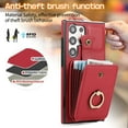 thumbnail image 5 of Wallet Phone Case for Samsung Galaxy S21 Ultra, Crossbody Shoulder Strap Multiple Cards Holder RFID Blocking Shockproof Bumper Ring Holder Kickstand Feature Protective Case for Women Girls, Red, 5 of 10