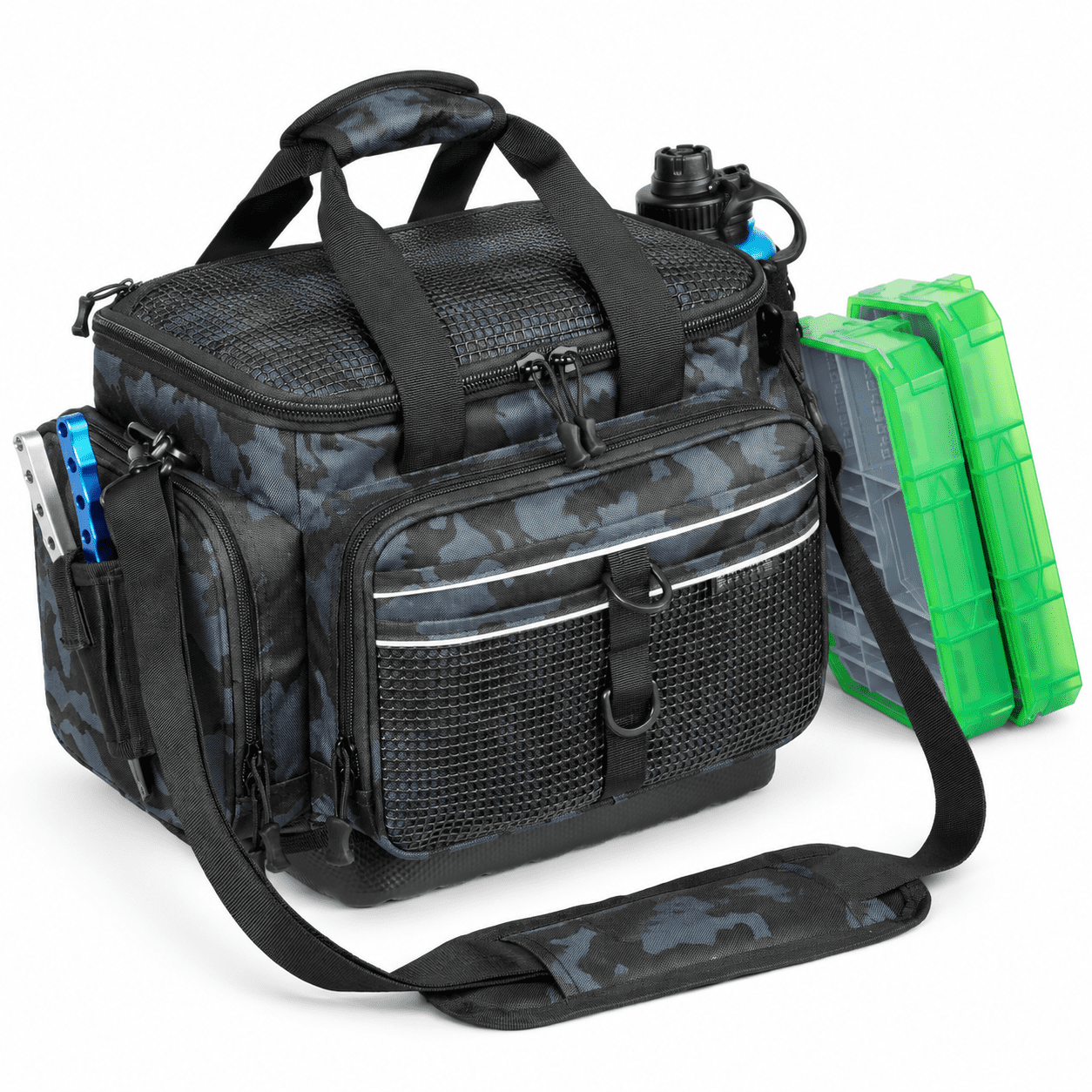 Waterproof Fishing Tackle Bag Organizer with 2 3600-Size Storage Boxes