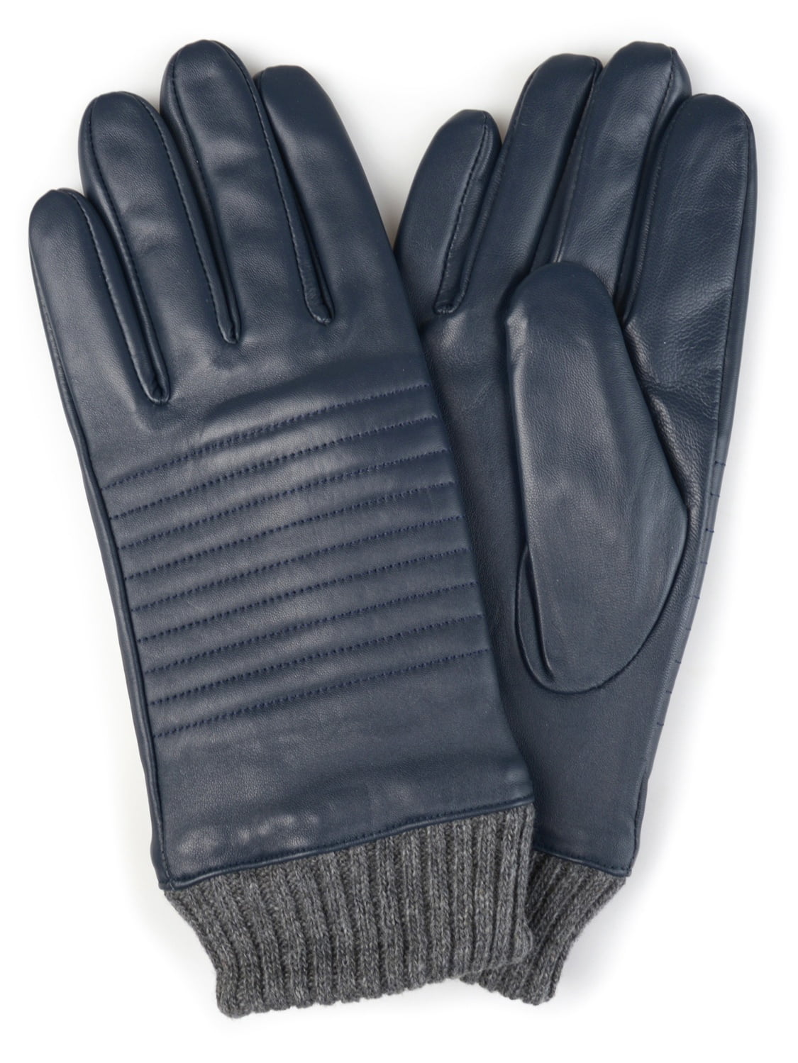 Mens Lined Knit Cuff Genuine Leather Gloves