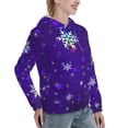 thumbnail image 6 of Fotbe Dark Purple Snowflakes Pattern Womens Long Sleeve Hoodie, Pullover Hooded Sweatshirt, Kangaroo Pocket Hoodie with Eye-catching Drawstrings-Medium, 6 of 7