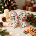 thumbnail image 6 of PiGOGI Christmas Decorations Large Decorative Ribbon Bows with Printed Patterns for Tree Wreath Gift Box Decor, 6 of 7