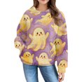 thumbnail image 4 of YunPes Unisex Kids Hoodie Boys Girls Waffle Textured Sweatshirt Cute Ghost Print Long Sleeve Hooded Pullover Spring Fall Clothes, 4 of 7
