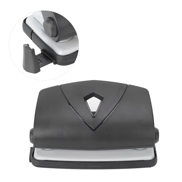 M Buder Perforadora de Papel Ajustable Plástica de 2 Agujeros para Encuadernación de Oficina y Escuela, Máquina Perforadora Manual Color Negro, Herramienta Duradera y Portátil 11.1 cm / 4.37 in