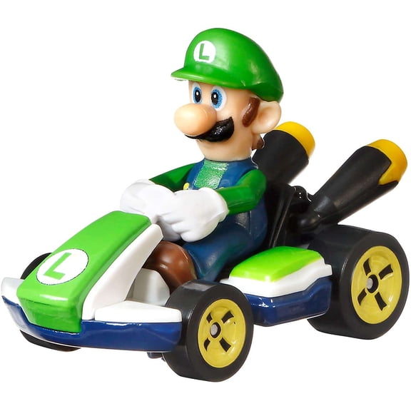 Hot Wheels Mario Kart Luigi Diecast Car (Standard Kart) (No Packaging)