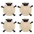 thumbnail image 4 of Posavasos con forma de oveja, posavasos de poliéster tejidos a mano, posavasos de dibujos animados de moda, posavasos para bebidas para regalo, hotel, Beige, 4 of 8