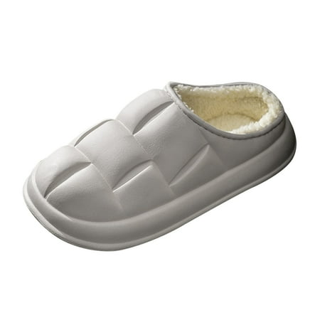

Puawkoer Couple Men s Half Heeled Cotton Slippers Autumn And Winter Home Indoor And Outdoor Wear Plush Warm Detachable Support Shoes
