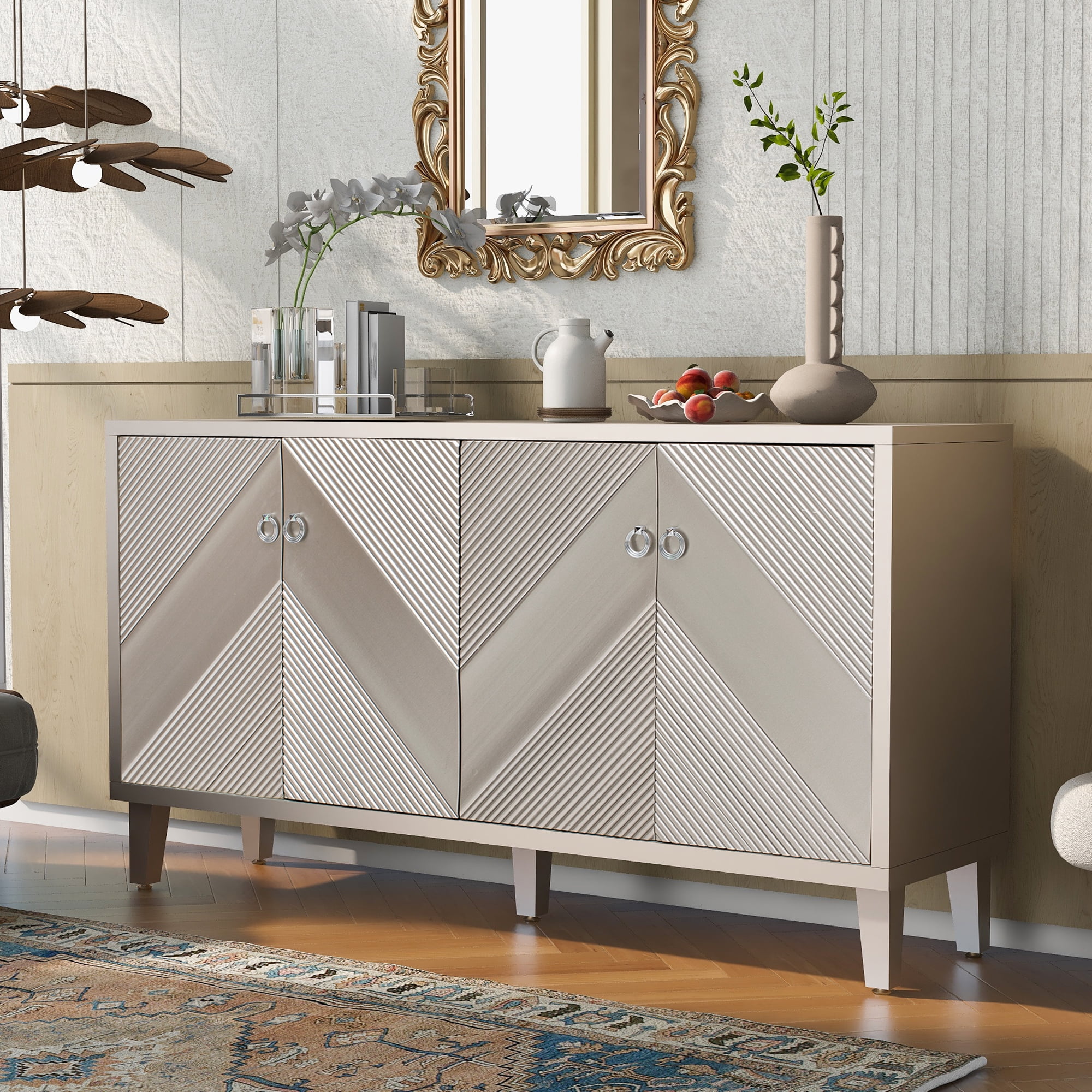 Double door gold luxury storage cabinet