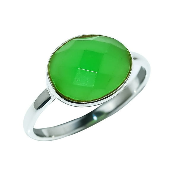 Green Jade Natural Gemstone 925 Sterling Silver Ring For Her MR-58
