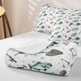 thumbnail image 4 of Manfei Cartoon Bass Fish Twin Quilt Set, Rustic Sealife Twin Coverlet Set, Green Orange, 2 Pieces, 1 Bedspread and 1 Pillowcase, 4 of 7