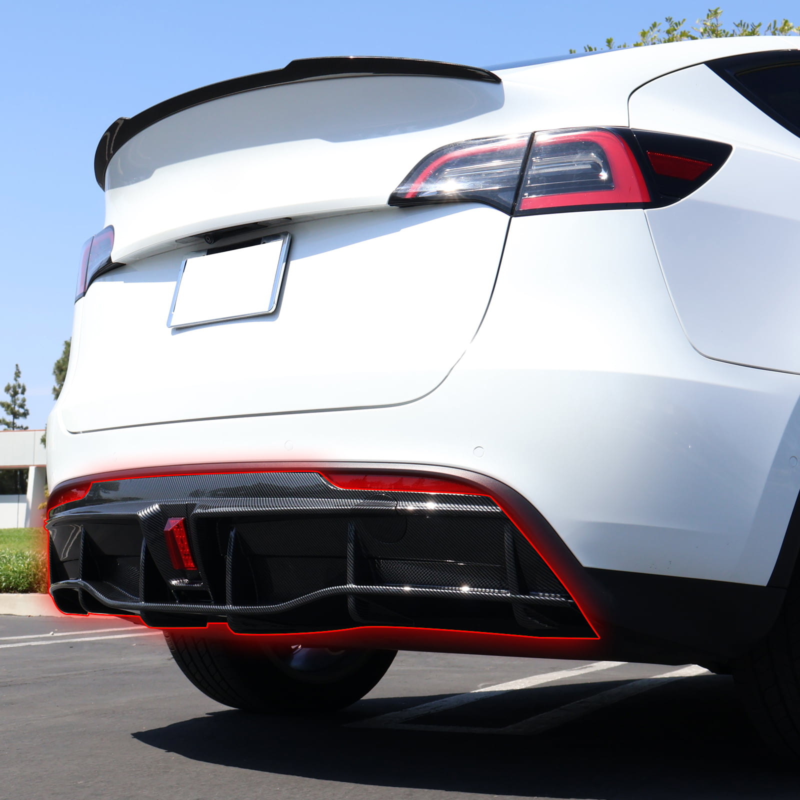 IKON MOTORSPORTS, Rear Diffuser Compatible With 2020-2023 Tesla