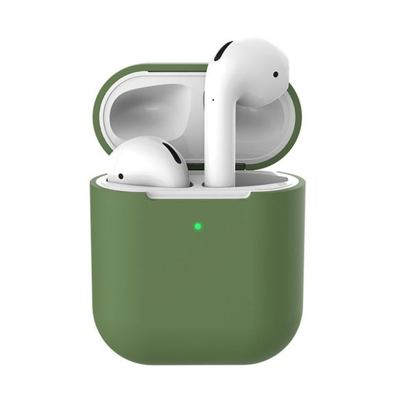 Silicone cover Soft Wireless Charging Box Protective Earphone Case Earphone Cover Silicone Cases DARK GREEN