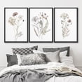 thumbnail image 2 of IDEA4WALL Framed Canvas Print Wall Art Set of 3 Wildflowers Bouquet Nature Wilderness Watercolor Floral Modern Art Boho Abstract Decorative Rustic Chic Artwork for Home Decor - Black 16"x24"x3, 2 of 5