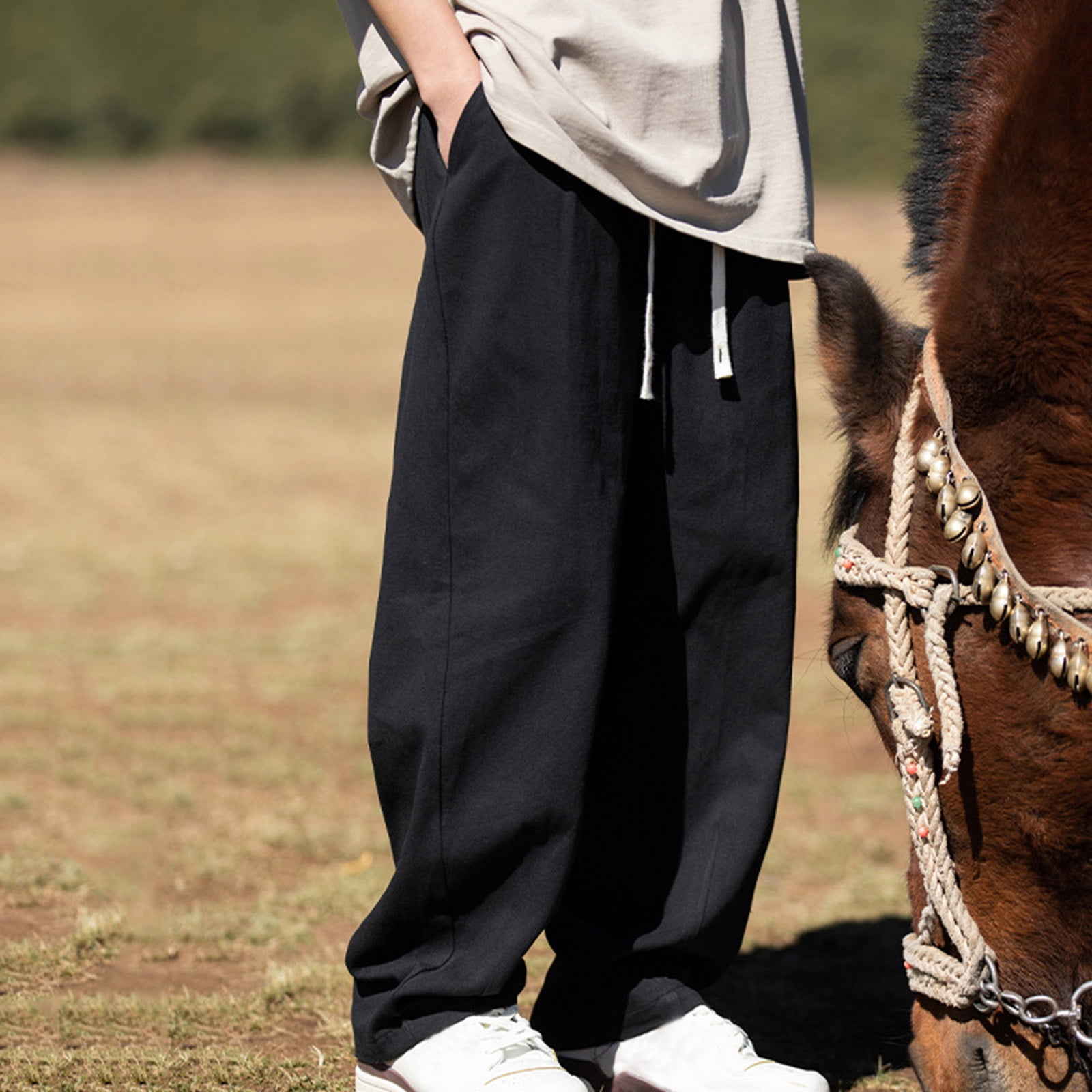 JUUYY Men's Pants Fashion Cargo Trousers Wide Leg Baggy Pants