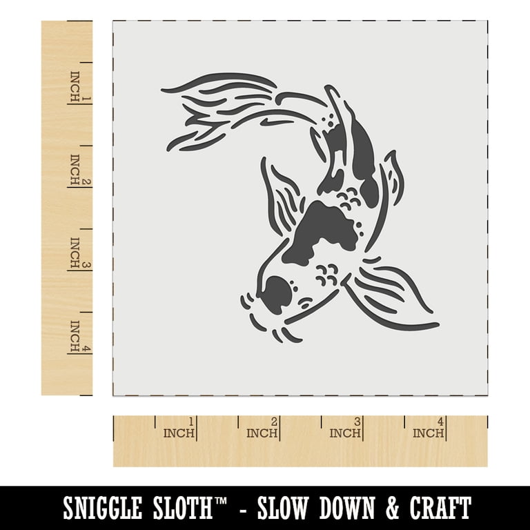 Fish Tribal Tattoo Stencil - 6x4.5 Inch Koi Carp Stencil For Wall Painting, Furniture & Fabric