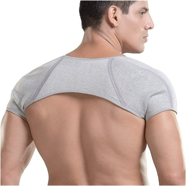 Elastic Shoulders Protector Elastic Shoulder Support Bandage Sports Breathable Back Double Shoulder Protector Pad Keep Warm (Color : Gray, Size : Large)