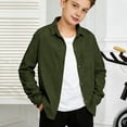 thumbnail image 5 of LIJCC Toddler Long Sleeve Corduroy Jacket Teen Boys Girls Button Down Lapel Shirt Fall Winter Coat Outwear for Kids(Blackish Green,7-8 Years), 5 of 9
