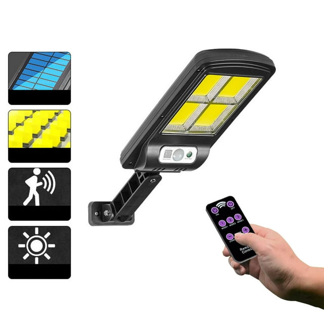 Uklsqma Solar Outdoor Motion Sensor Lights | 10W Solar Powered Security Led Lights with Remote Control | Ip65 Waterproof, 3 Lighting Modes, 2200Mah Battery | Fence, Yard, Garden, Patio, Front Door