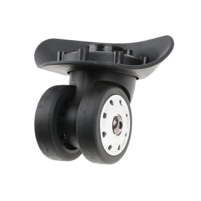 ruedas de reemplazo de equipaje sunnimix a88 tamaño s Par de ruedas pequeñas A88 para maletas; vista frontal en primer plano de doble rueda giratoria de PVC con eje metálico y placa de montaje negra, diámetro 50 mm (1.96 pulg.), color bronce según título; diseño para instalación fácil y uso como repuesto en valijas y carros de transporte.