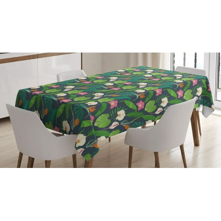 

Orchids Tablecloth Vibrant Tropical Wild Flowers Inspirational Blossom Digital Petals Art Rectangular Table Cover for Dining Room Kitchen 60 X 84 Inches Dark Magenta Turquoise by Ambesonne