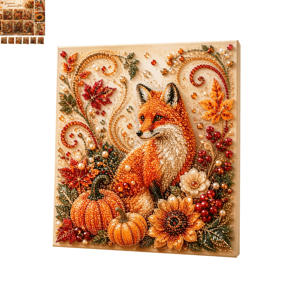 Autumn Pearl Painting Kit,6 Exclusive Rustic Fall Mosaic Patterns,Fox Squirrel Birdhouse Watering Can Wheelbarrow Pumpkin Design,Complete Craft Pack for Adult Hobbyists Thanksgiving Present 1pc A