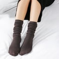thumbnail image 6 of dianhelloya 1 Pair Women Socks Solid Color Sweat-absorbent Autumn Winter Japanese Style Good Elasticity Leg Warmers for Daily Wear Black, 6 of 8