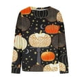 thumbnail image 5 of Odeerbi Halloween Pumpkin Witch Crewneck Sweatshirt for Women Vintage Retro Sweatshirts Printed Loose Fitting 2024 Long Sleeve Hoodless Sweatshirt Black, 5 of 5