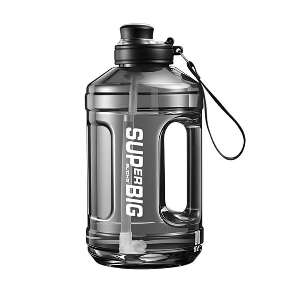 1600 ML/54 OZ Large Portable Sports Water Bottle with Handle Durable Gallon Water Bottles Large Plastic Water Bottles Fitness Sipper for Indoor Outdoor Black
