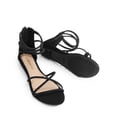 thumbnail image 2 of Sandalias planas con tira en el tobillo para mujer DREAM PAIRS negras talla 8, 2 of 8