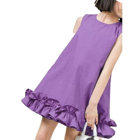 

Cute Plain Round Neck Tank Sleeveless Purple Toddler Girls Dresses (Girl s)