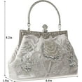 thumbnail image 2 of Womens Vintage Floral Beaded Rhinestone Embroidery Clutch Sequin Crossbody Bag Evening Handbag for Bridal Wedding Party Prom, 2 of 9